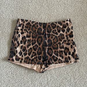 Windsor Leopard Sequin Low Rise Shorts XS NWT Glam Party Y2K Clubwear